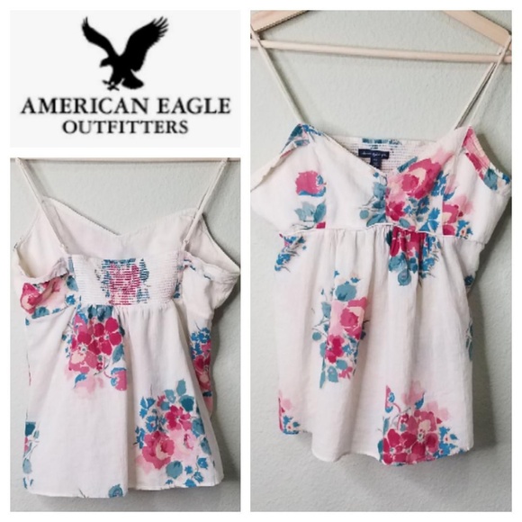 American Eagle Outfitters Tops - American Eagle Pink & Cream Floral Tank C45